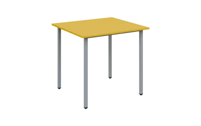 JSB 80N Jídelní stůl 800 x 800 mm, deska žlutá odio / podnož stříbrná